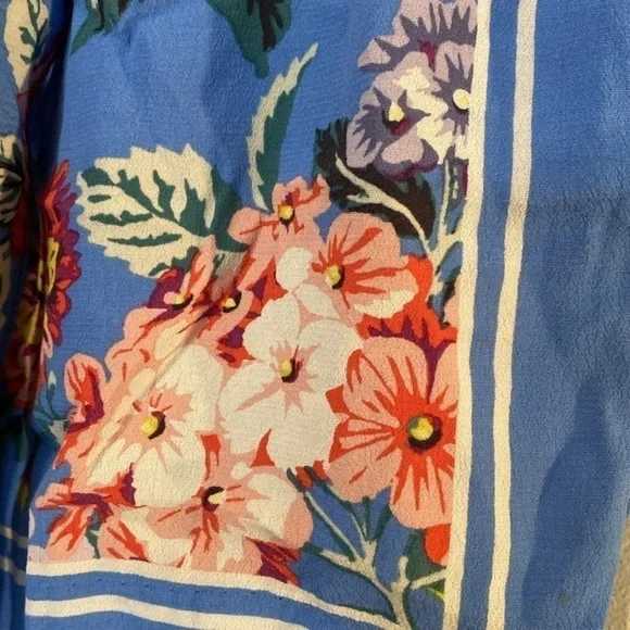 Anthropologie Maeve Scarf Print Floral stretchy tie waist viscose pocket Short s - Picture 6 of 12